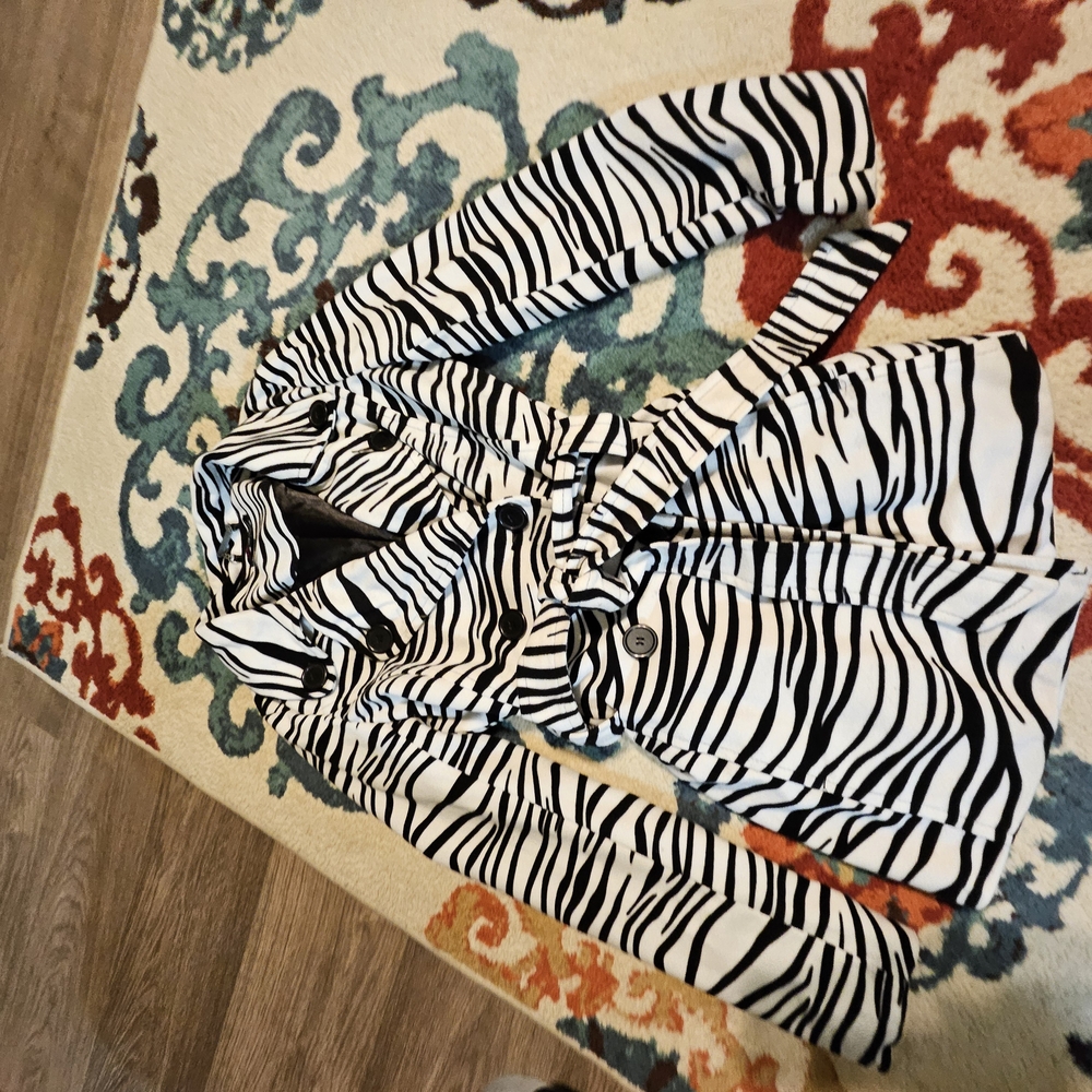 Stylish Zebra Print Pea Coat